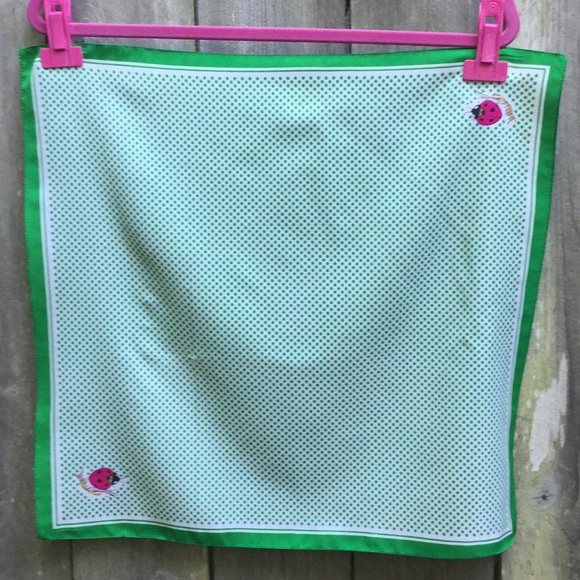 Vintage Ladybug Green/White Polka Dot Scarf 🐞 - Picture 3 of 8